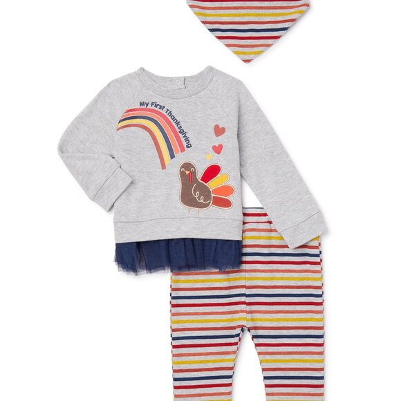 Way To Celebrate Baby Unisex Thanksgiving Outfit, Size 0-3M - Picture 1 of 5